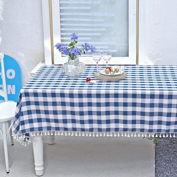 Imagem de Toalha de mesa Midsummer Breeze Buffalo Plaid 140x300cm azul marinho