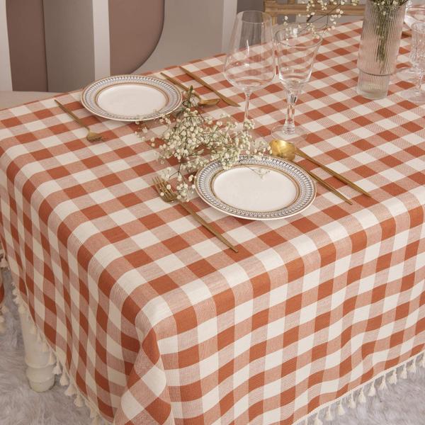 Imagem de Toalha de mesa Midsummer Breeze Rustic Gingham Orange 140x300cm