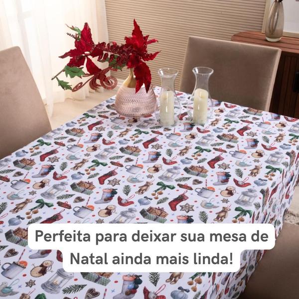 Imagem de Toalha de Mesa Natal 4 Lugares 145x140cm para Mesa Posta Natalina