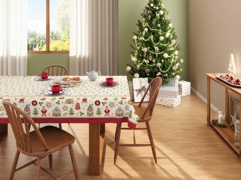 Imagem de Toalha De Mesa Natal 4 Lugares Algodão Biscoitos Lepper