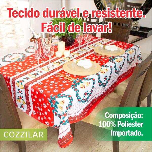 Imagem de Toalha de Mesa Natal Estampada Quadrada 4 Cadeiras