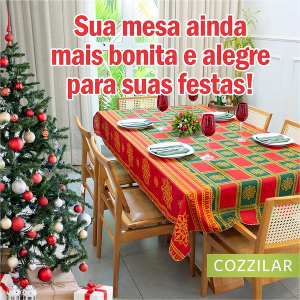 Imagem de Toalha de Mesa Natal Estampada Quadrada 4 Cadeiras