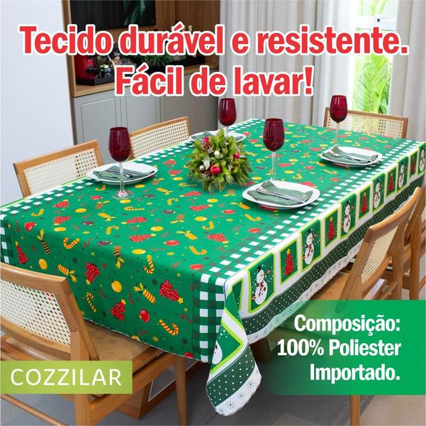 Imagem de Toalha de Mesa Natal Estampada Quadrada 4 Cadeiras