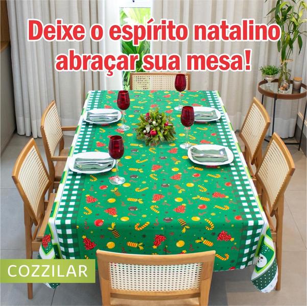 Imagem de Toalha de Mesa Natal Estampada Retangular 6 Cadeiras