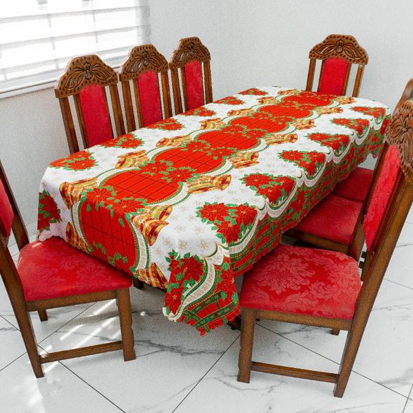 Imagem de Toalha de Mesa Natalina 12 Lugares 3,50m x 1,40m Oxford Estampado