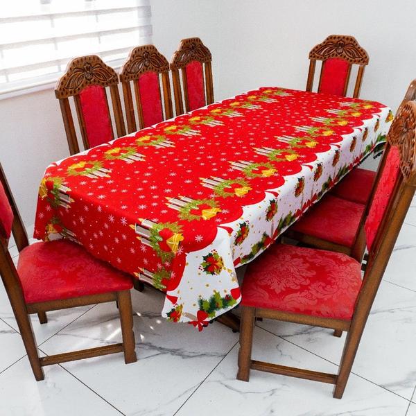 Imagem de Toalha de Mesa Natalina 6 Lugares 2,00m x 1,40m Oxford Estampado