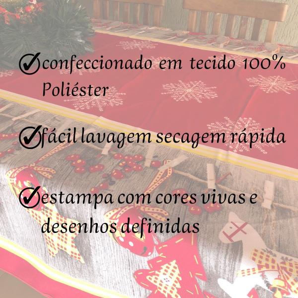 Imagem de Toalha de Mesa Natalina Decoração Natal Retangular 2,00m x 1,50m 6 lugares