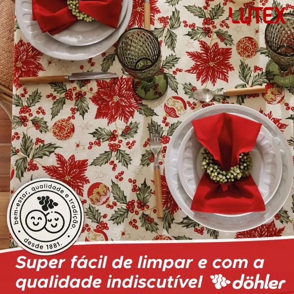 Imagem de Toalha de Mesa Natalina Quadrada 1,60 Dohler Celebra Natal - 4 Lugares - Vermelha Verde Branca Brilho