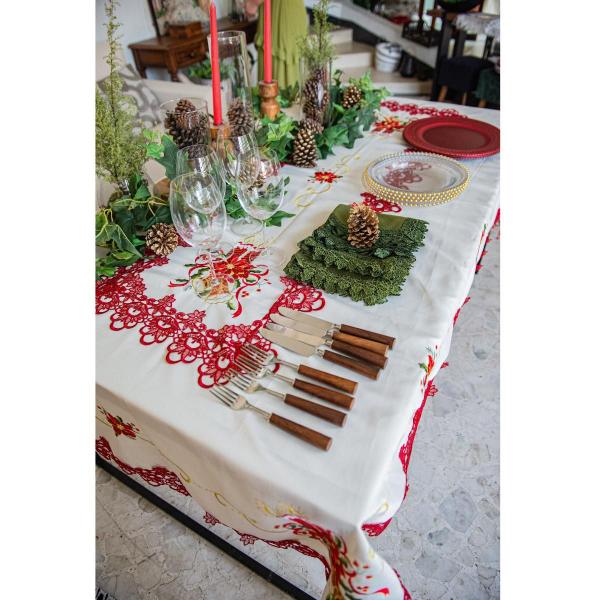 Toalha De Mesa Natalino Branco 12 Lugares Rafimex Imagem de Toalha De Mesa Natalino Branco 12 Lugares Rafimex