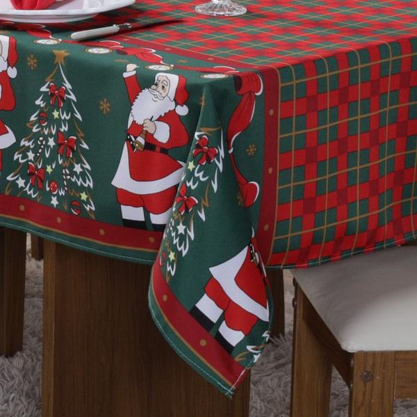 Imagem de Toalha de Mesa para 12 Lugares Decoração Natalina Papai Noel Luxo