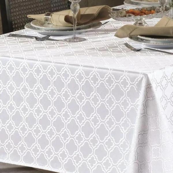 Imagem de Toalha de Mesa Para 8 Cadeiras - Dohler - Jacquard Liso - Branco