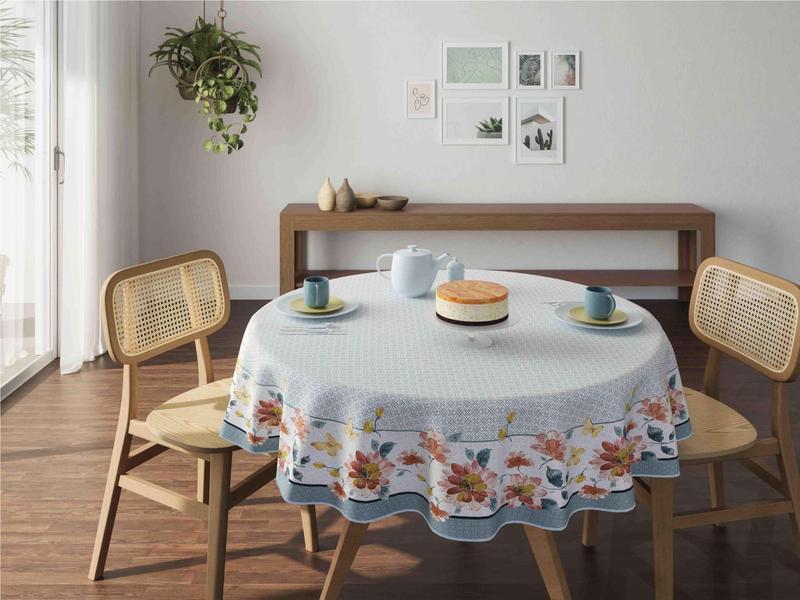 Toalha de Mesa Pop Redonda 4 Lugares Manjar Lepper Azul Imagem de Toalha de Mesa Pop Redonda 4 Lugares Manjar Lepper Azul