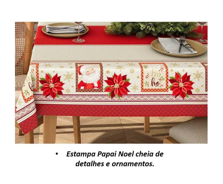 Imagem de Toalha de Mesa POP Retangular Sintonia Estampa Natal Noel 1,40m x 2,50m 8 Lugares