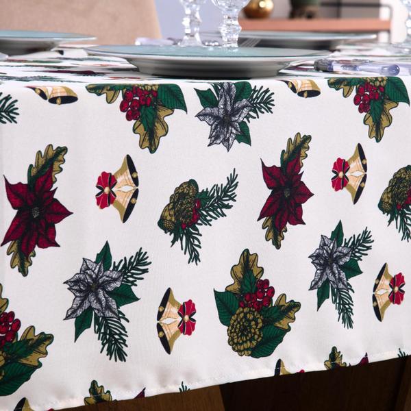 Imagem de Toalha de Mesa Posta Estampada Natal 1 Peça Oxford 8 Lugares/TOALHA DE MESA NATALINA PARA 8 LUGARES