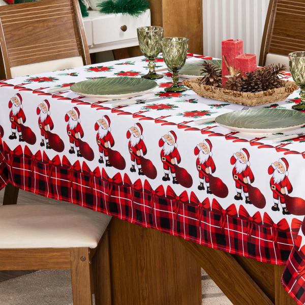 Imagem de Toalha de Mesa Quadrada 1,40m x 1,40m 4 Lugares Avulsa Estampada Natalina - Decoração Natal Fim de Ano Cozinha Sala Jantar Ceia Festas