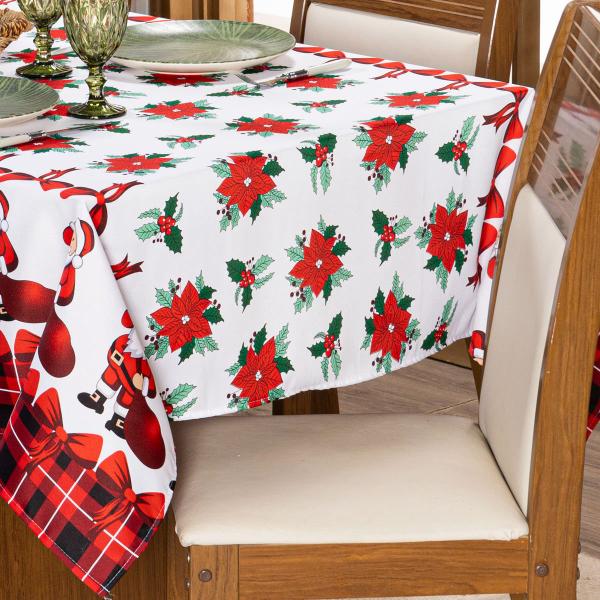 Imagem de Toalha de Mesa Quadrada Avulsa Estampada Natalina 1,40m x 1,40m para 04 Lugares - Decoração Festas Natal Fim de Ano