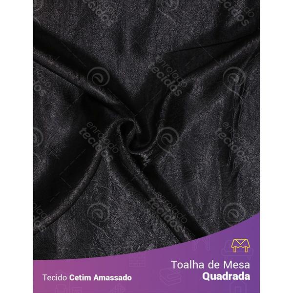 Toalha de Mesa Quadrada em Cetim Amassado Preto Imagem de Toalha de Mesa Quadrada em Cetim Amassado Preto