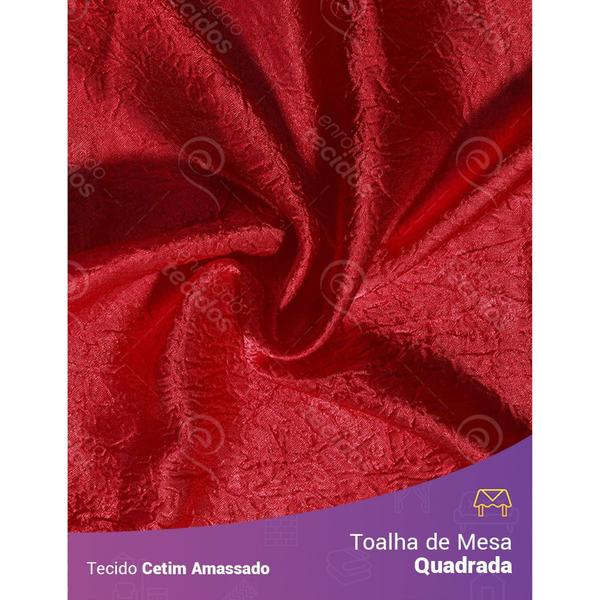 Toalha de Mesa Quadrada em Cetim Amassado Vermelho Imagem de Toalha de Mesa Quadrada em Cetim Amassado Vermelho