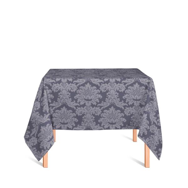 Imagem de Toalha de Mesa Quadrada em Tecido Jacquard 100% Poliéster Medalhão Cinza Chumbo