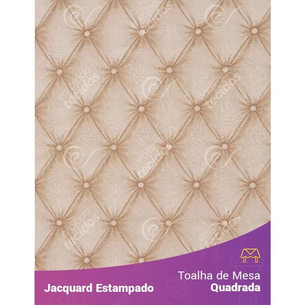 Imagem de Toalha de Mesa Quadrada em Tecido Jacquard Estampado Capitonê Bege