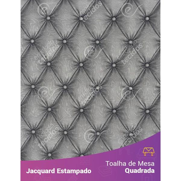 Toalha de Mesa Quadrada em Tecido Jacquard Estampado Capitonê Cinza Imagem de Toalha de Mesa Quadrada em Tecido Jacquard Estampado Capitonê Cinza