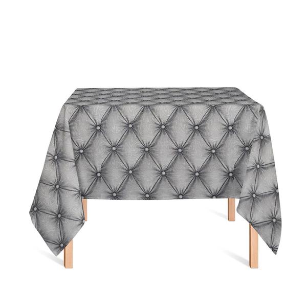 Toalha de Mesa Quadrada em Tecido Jacquard Estampado Capitonê Cinza Imagem de Toalha de Mesa Quadrada em Tecido Jacquard Estampado Capitonê Cinza