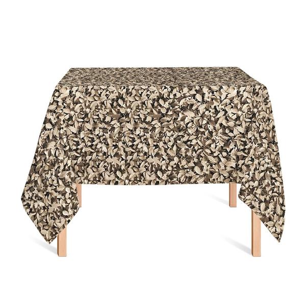 Imagem de Toalha de Mesa Quadrada em Tecido Jacquard Estampado Muro Inglês Folhas Secas