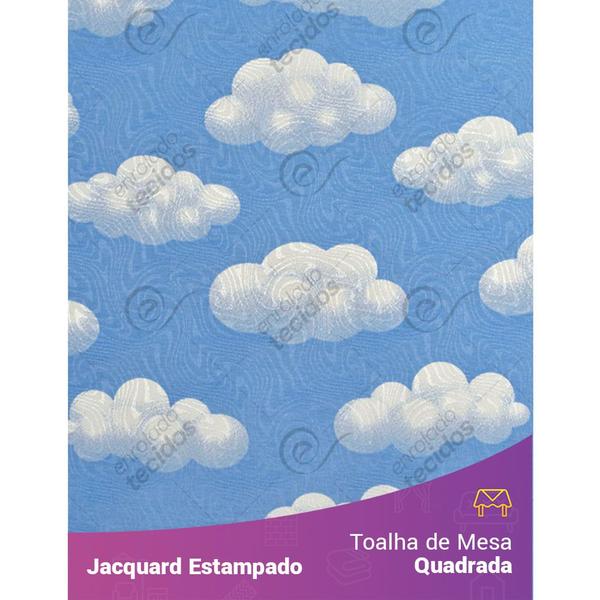 Imagem de Toalha de Mesa Quadrada em Tecido Jacquard Estampado Nuvem Azul