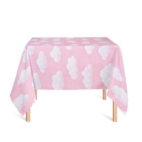 Toalha de Mesa Quadrada em Tecido Jacquard Estampado Nuvem Rosa Imagem de Toalha de Mesa Quadrada em Tecido Jacquard Estampado Nuvem Rosa