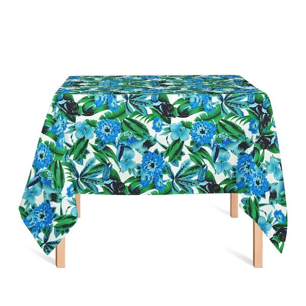 Toalha de Mesa Quadrada em Tecido Jacquard Estampado Tucano Azul Imagem de Toalha de Mesa Quadrada em Tecido Jacquard Estampado Tucano Azul