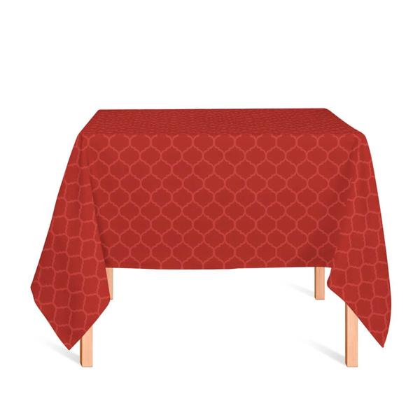 Toalha de Mesa Quadrada em Tecido Jacquard Vermelho Geométrico Tradicional - Jacquard Tradicional Imagem de Toalha de Mesa Quadrada em Tecido Jacquard Vermelho Geométrico Tradicional