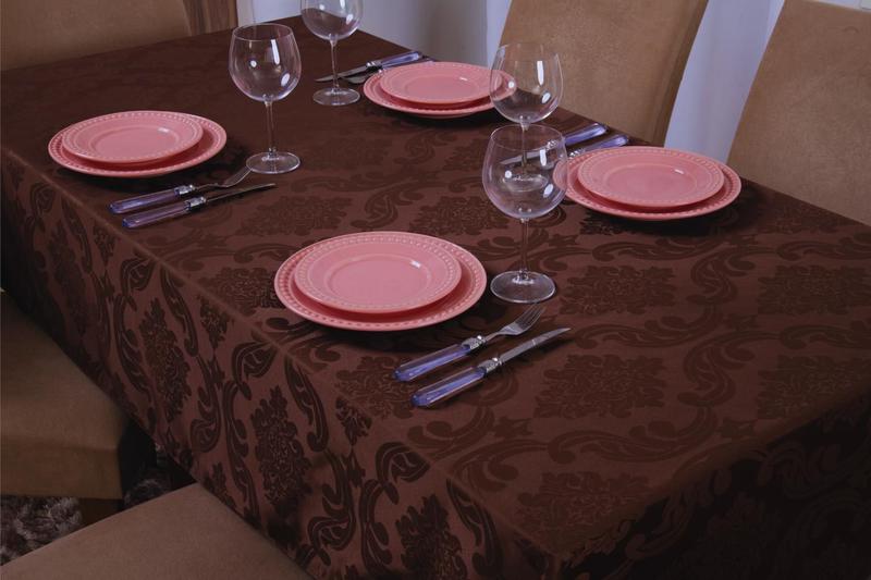 Imagem de Toalha de Mesa Quadrada Jacquard 1,35x1,50 Marrom