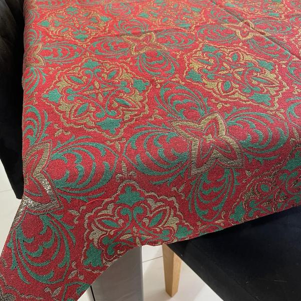 Imagem de Toalha de Mesa Quadrada Jacquard Luxo Arabesco Vermelho - 1,40 x 1,40m