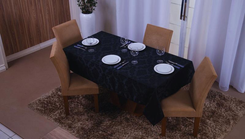 Imagem de Toalha de mesa quadrada preta 1,35x1,50 - Tecido Jacquard