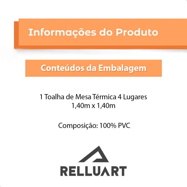 Imagem de  Toalha de Mesa Quadrada PVC Plástica Térmica Impermeável Prática Limpa Fácil 4 Lugares Renda 140X140