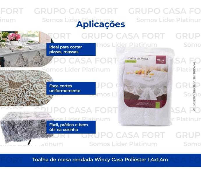 Imagem de Toalha de Mesa Quadrada Renda Branco - Wincy 1,40m