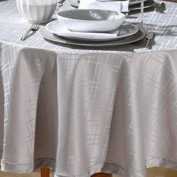 Imagem de Toalha de Mesa Redonda 4 Lugares Dohler 160cm Jacquard Prata