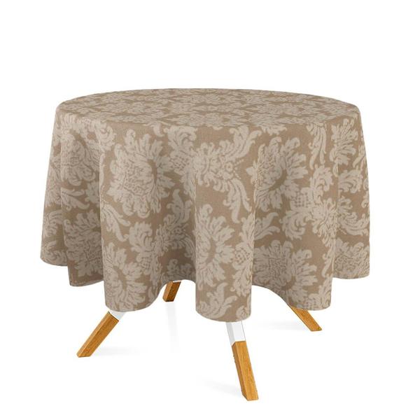 Imagem de Toalha de Mesa Redonda em Tecido Jacquard 100% Poliéster Medalhão Bege Escuro (Fendi)