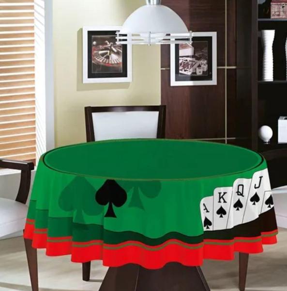 Imagem de Toalha De Mesa Redonda P/ Jogos Cartas Poker Truco Baralho