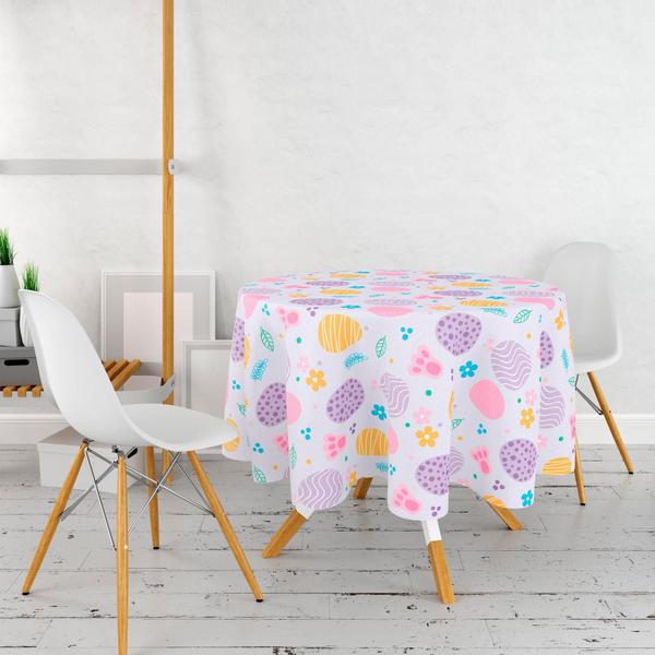 Toalha De Mesa Redonda Páscoa Tecido Oxford 140Cm X 140Cm - Prime Decor House Imagem de Toalha De Mesa Redonda Páscoa Tecido Oxford 140Cm X 140Cm