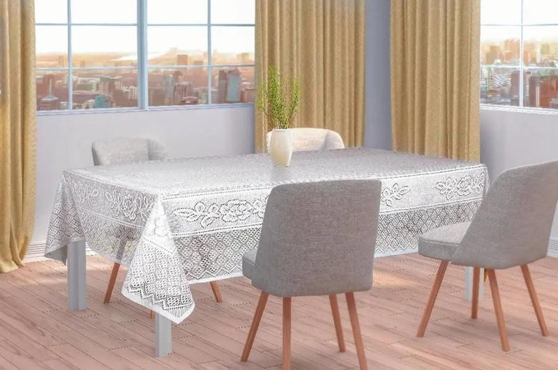 Imagem de Toalha de Mesa Renda Clássica Branca 06 Lugares 150x220 cm