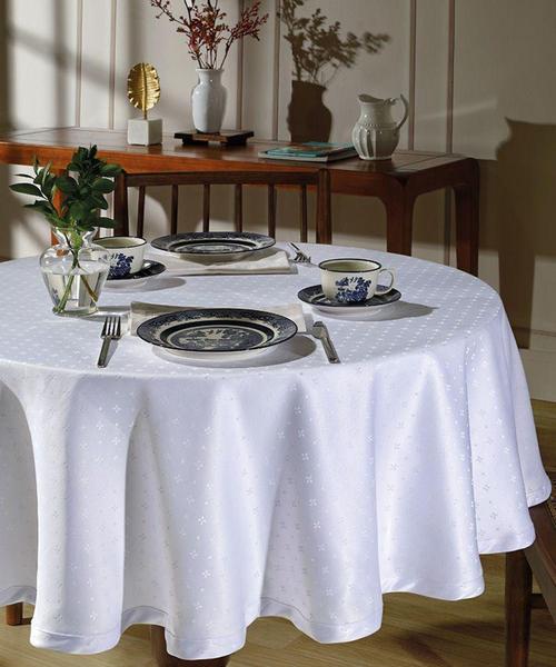 Imagem de Toalha de Mesa Requinte TJ-5796 Redonda Jacquard 160cm Dohler Branco