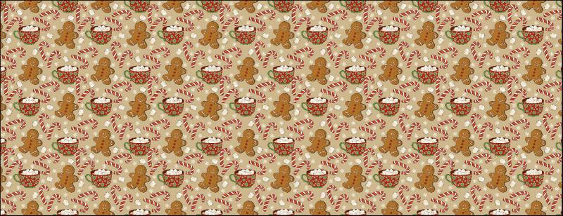 Imagem de Toalha De Mesa Retangular 12 Lugares Tecido Oxford TLZ27 - Natal Biscoitos, Bengalas e Chocolate Quente - 300x110cm