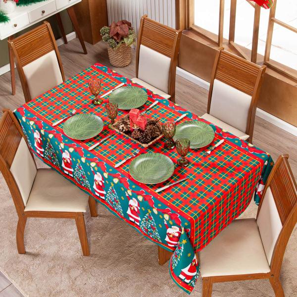 Imagem de Toalha de Mesa Retangular 2,50m x 1,40m 8 Lugares Avulsa Estampada Natalina - Decoração Natal Fim de Ano Cozinha Sala Jantar Ceia Festas