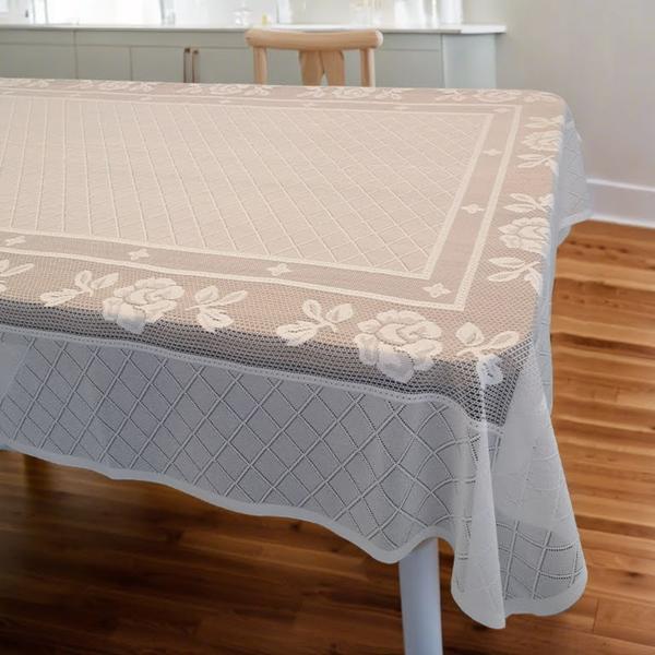 Imagem de Toalha de Mesa Retangular 6 Lugares Renda Madrid Interlar 140x200cm Flores