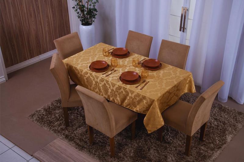 Toalha De Mesa Retangular 8 Lugares Jacquard 1,35X2,60 - Bf Confeccoes Imagem de Toalha De Mesa Retangular 8 Lugares Jacquard 1,35X2,60
