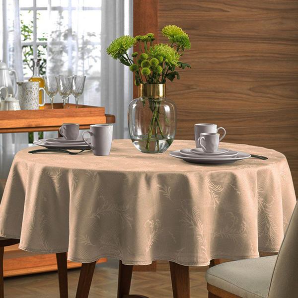 Imagem de Toalha de Mesa Retangular 8 Lugares Jacquard Ramália Bege