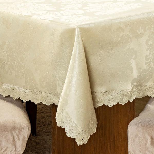 Imagem de Toalha de Mesa Retangular Avulsa Jacquard Medalhão 2,20m x 1,40m para 06 Lugares - Decoração Cozinha Moderna Luxo Cor:Ci