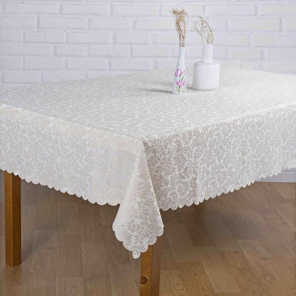 Toalha De Mesa Retangular Bege Poliéster 8 Lugares Rafimex Imagem de Toalha De Mesa Retangular Bege Poliéster 8 Lugares Rafimex