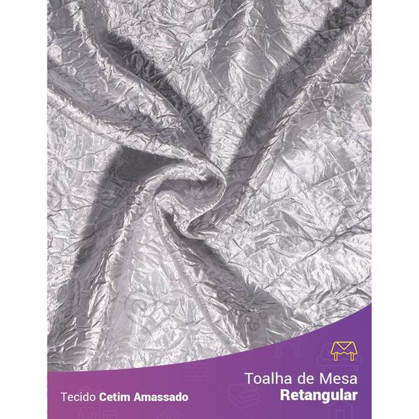 Toalha de Mesa Retangular em Cetim Amassado Prata Imagem de Toalha de Mesa Retangular em Cetim Amassado Prata